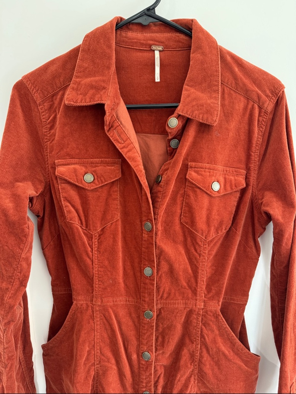 Free People Burnt Orange Corduroy Button-Front Dress - Picture 2 of 6